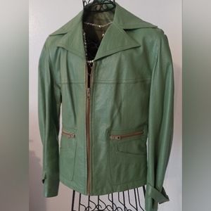 Samaritaine Green Leather Blazer/Jacket/Coat Size Small